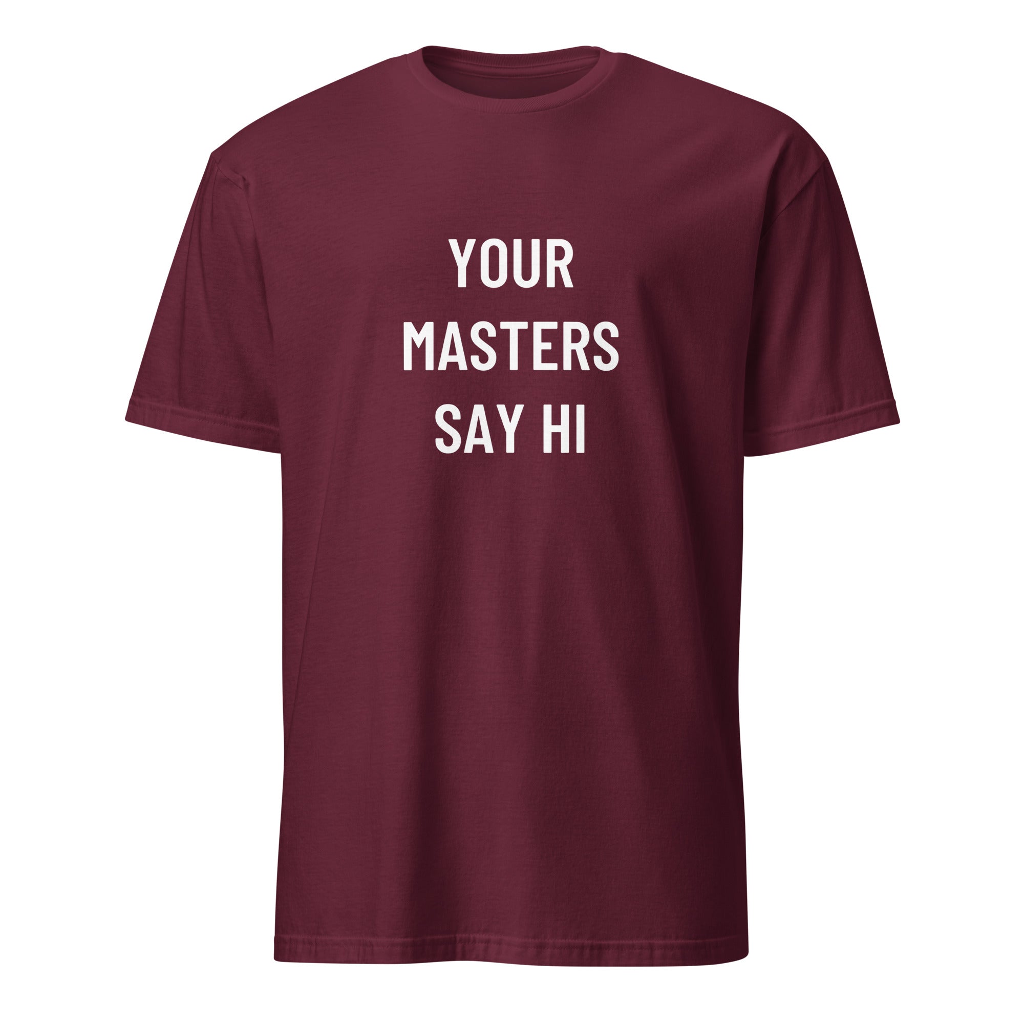 YOUR MASTERS SAY HI finance-pilled blackpill statement t-shirt in Brown | BASED ALT-WEAR