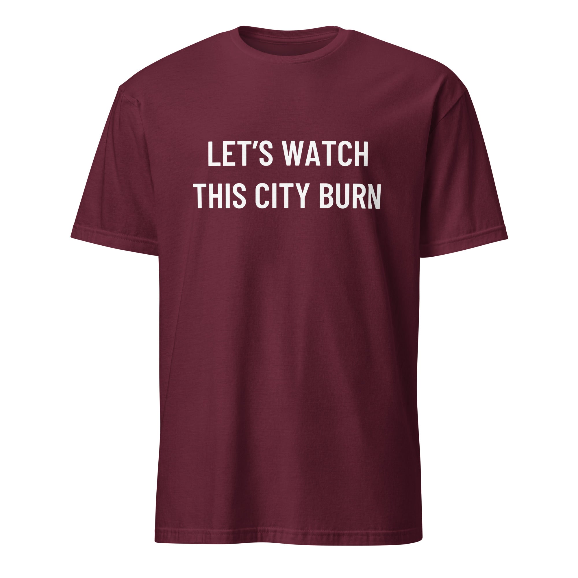LET'S WATCH THIS CITY BURN nihilist blackpill statement t-shirt in Brown | BASED ALT-WEAR