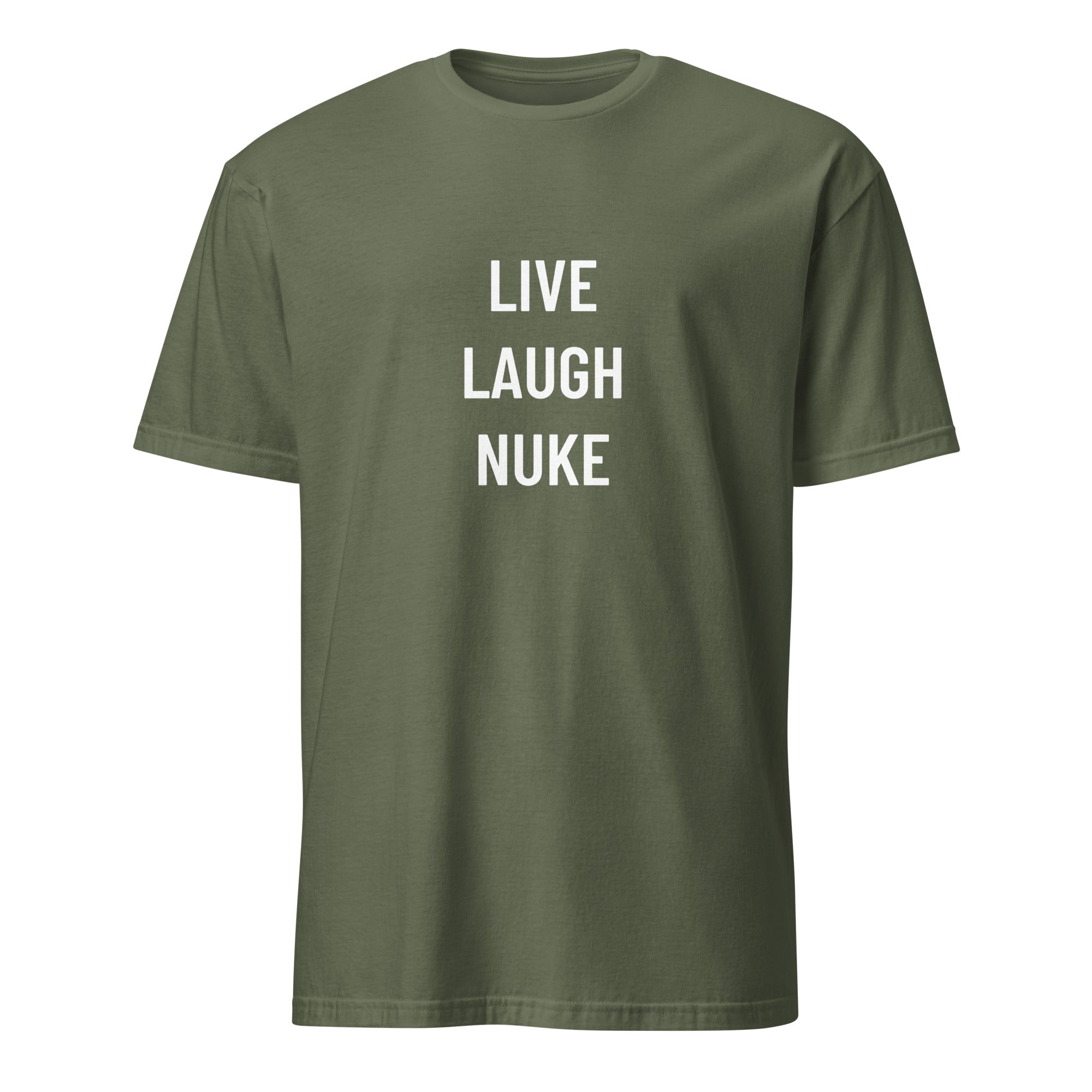 LIVE LAUGH NUKE dark-humor statement t-shirt in Brown | BASED ALT-WEAR