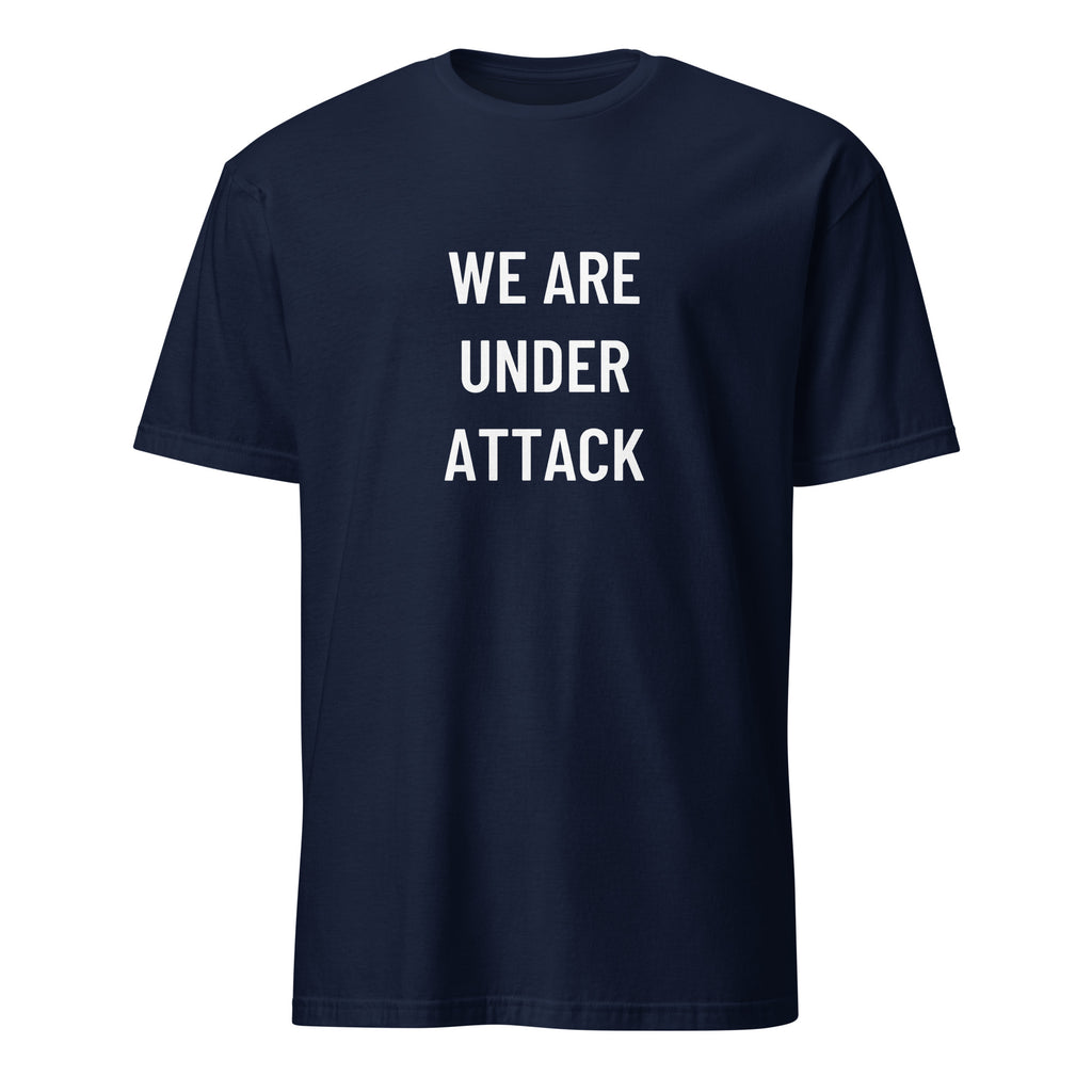 WE ARE UNDER ATTACK anti-establishment statement t-shirt in White | BASED ALT-WEAR