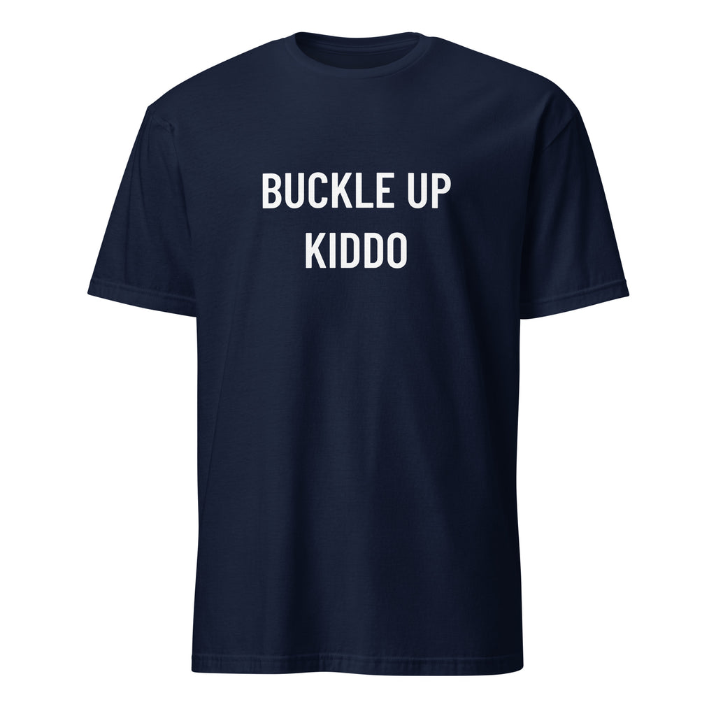 BUCKLE UP KIDDO statement t-shirt in Navy | BASED ALT-WEAR