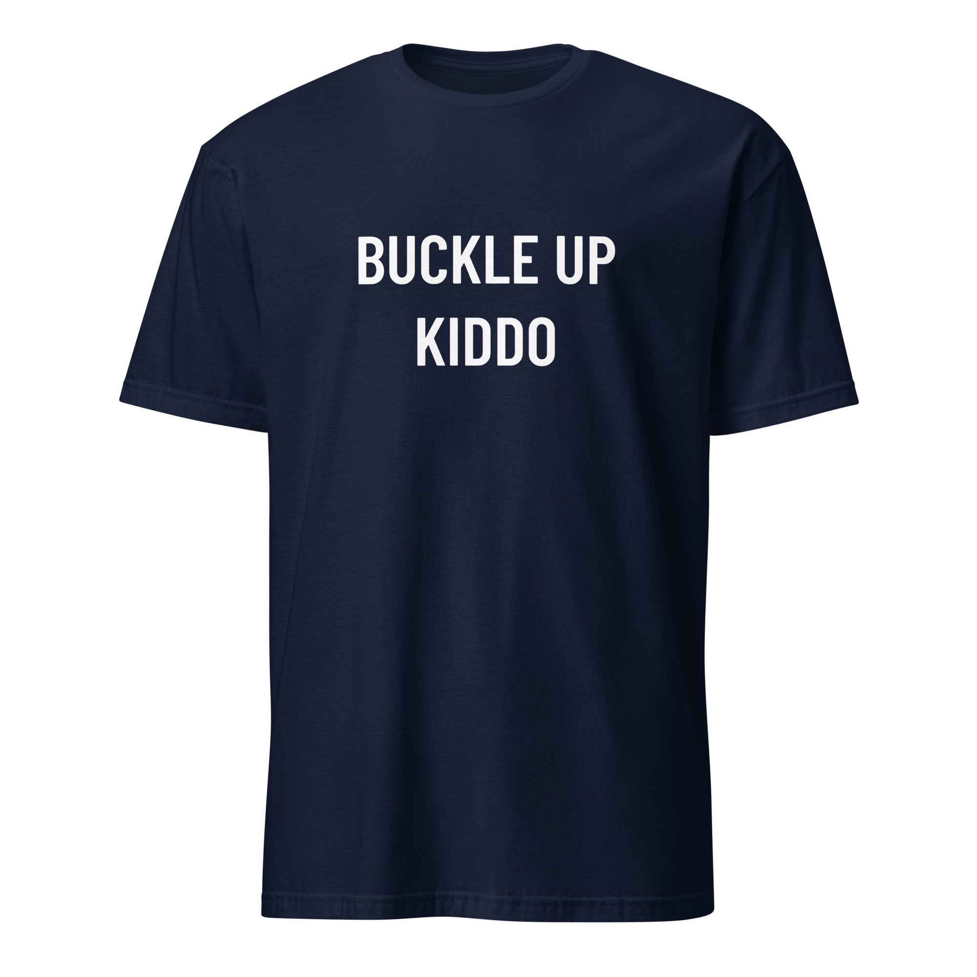 BUCKLE UP KIDDO statement t-shirt in Navy | BASED ALT-WEAR