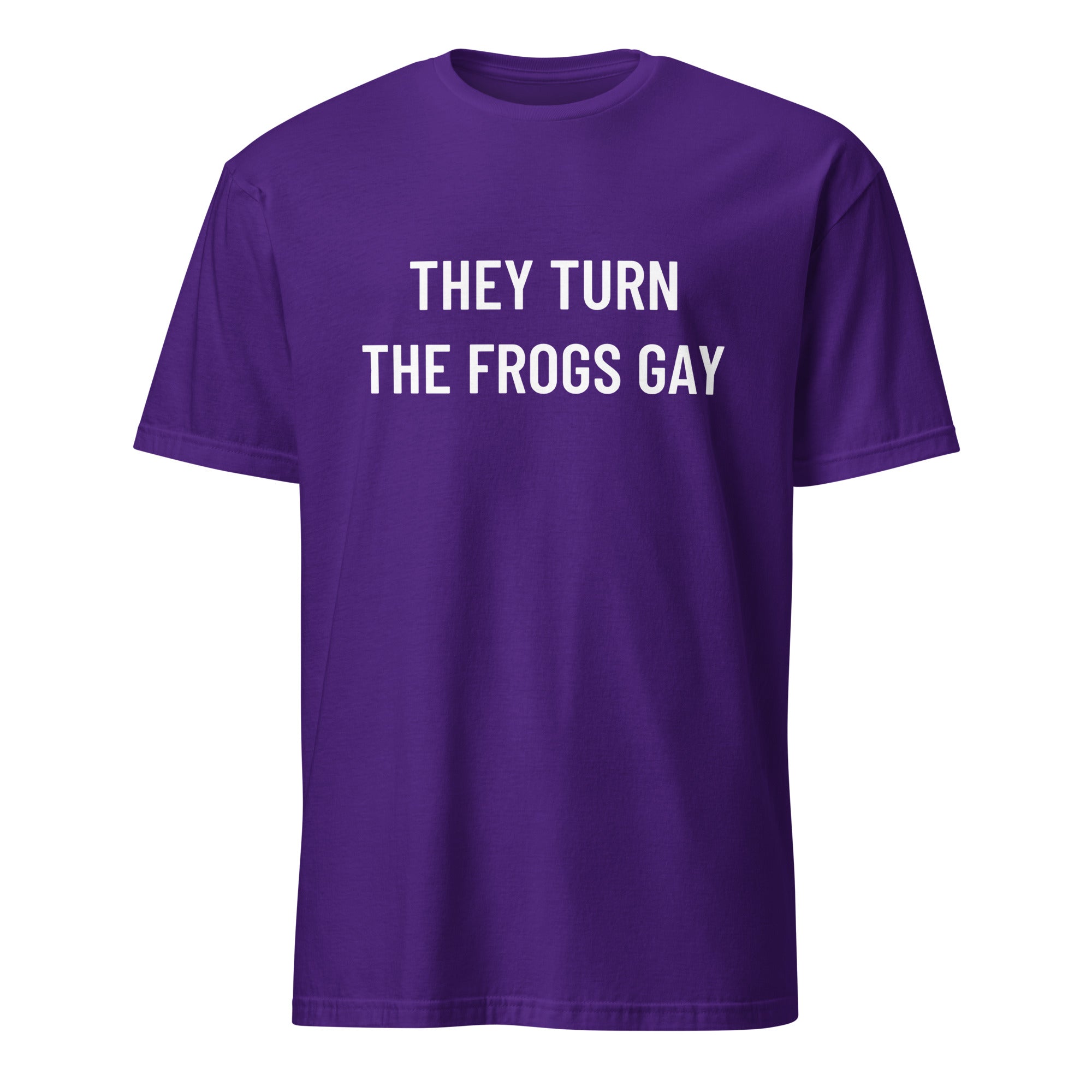 THEY TURN THE FROGS GAY Alex Jones tribute satire statement t-shirt | BASED ALT-WEAR