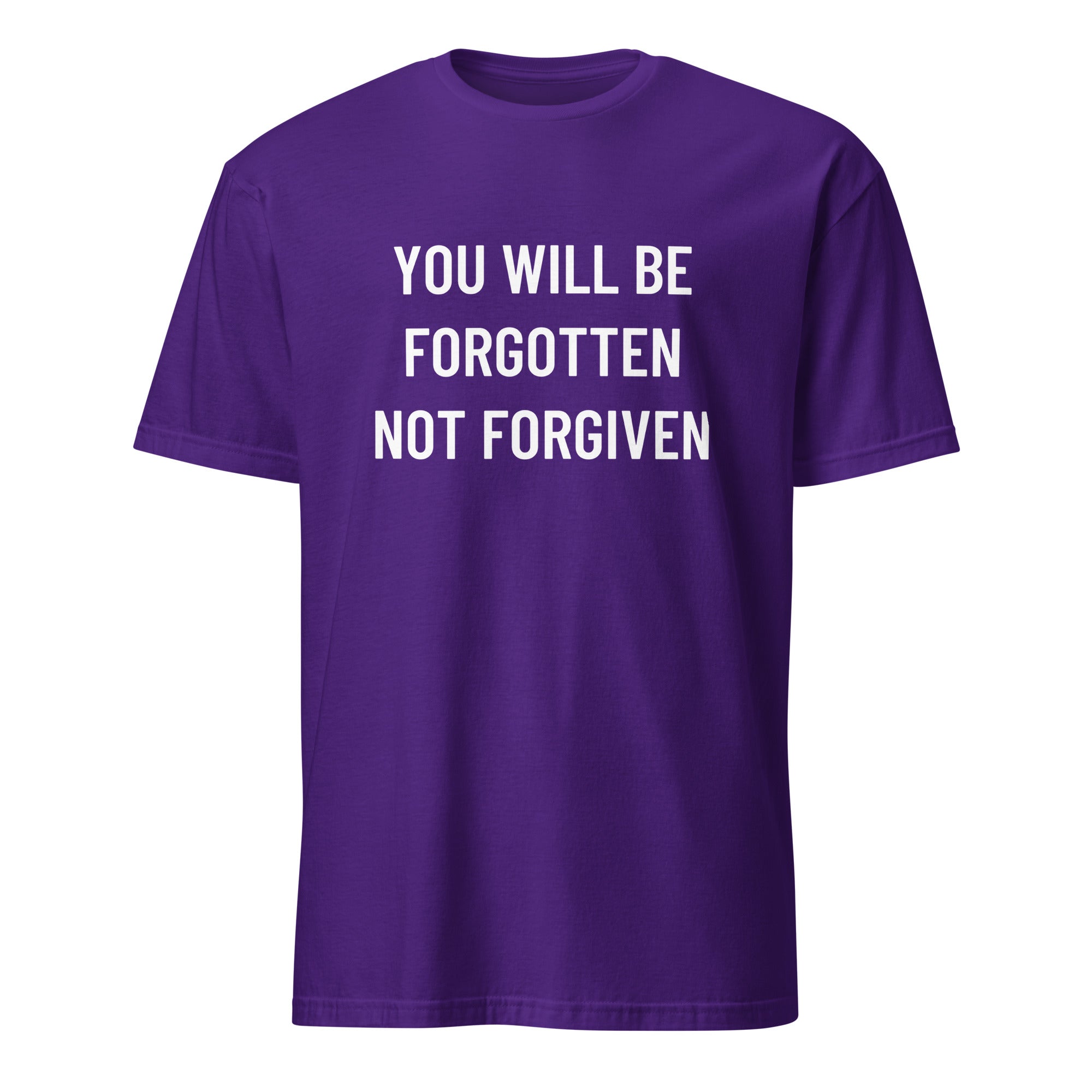 YOU WILL BE FORGOTTEN NOT FORGIVEN anti-establishment statement t-shirt in Navy | BASED ALT-WEAR