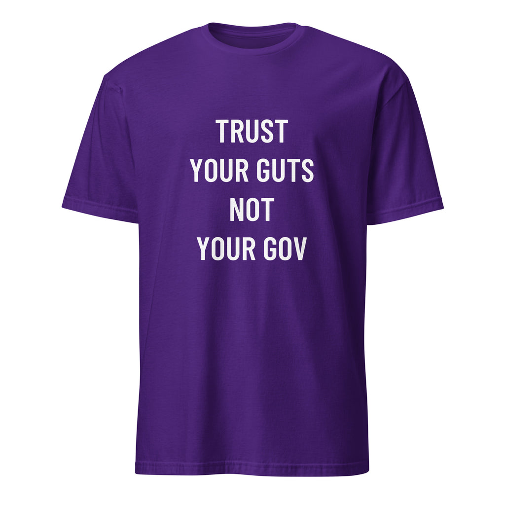 TRUST YOUR GUTS NOT YOUR GOV anti-government statement t-shirt in Navy | BASED ALT-WEAR