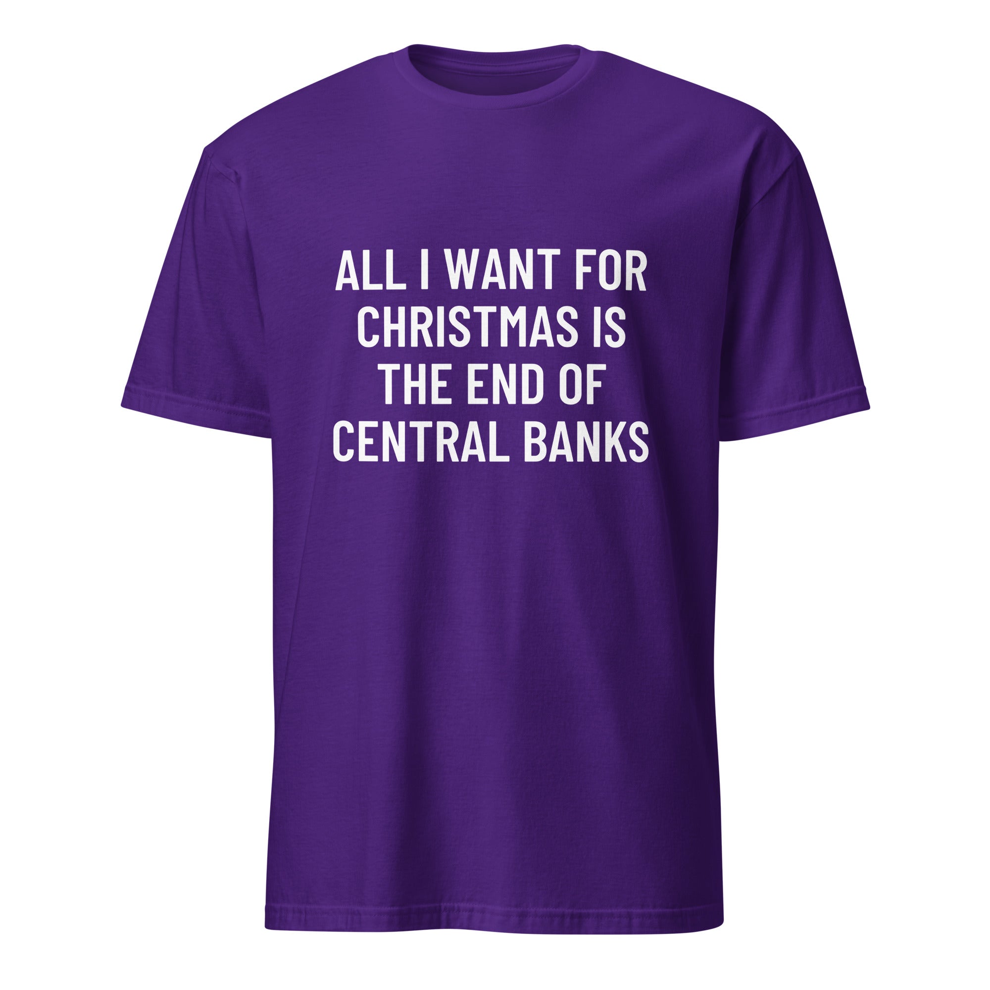 ALL I WANT FOR CHRISTMAS IS THE END OF CENTRAL BANKS statement t-shirt in Purple | BASED ALT-WEAR
