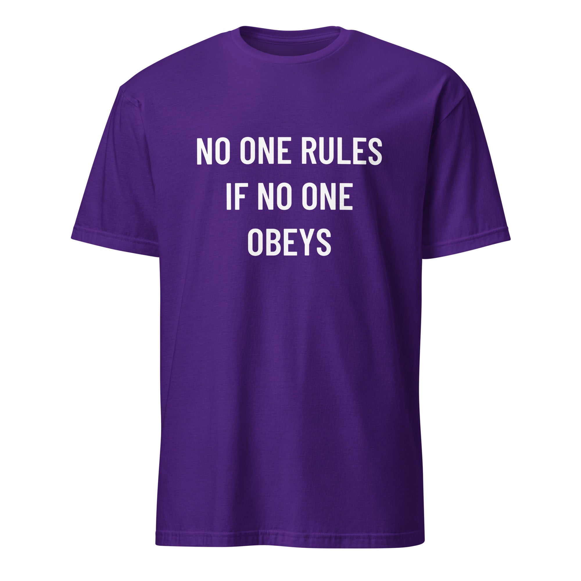 NO ONE RULES IF NO ONE OBEYS anti-authority statement t-shirt in Red | BASED ALT-WEAR