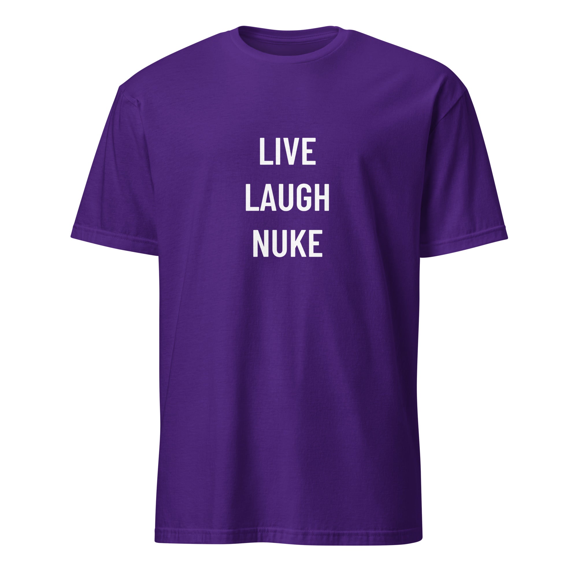 LIVE LAUGH NUKE dark-humor statement t-shirt in Red | BASED ALT-WEAR